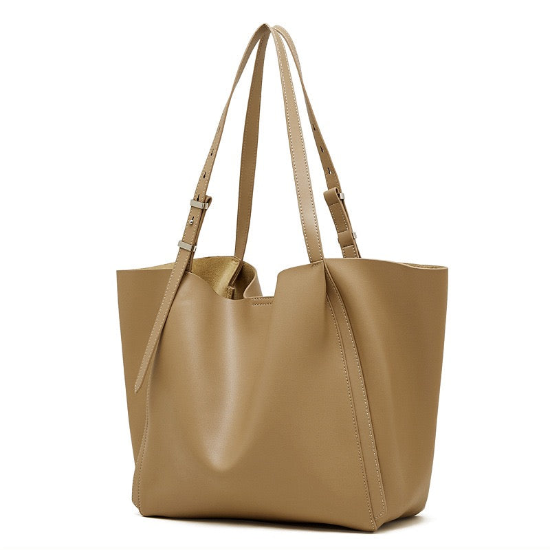 Minimalist Genuine Leather Tote – Women's Spacious Everyday Essential