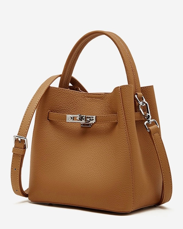 Women's Luxury Genuine Leather Basket Bucket Bag