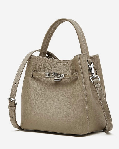 Women's Luxury Genuine Leather Basket Bucket Bag