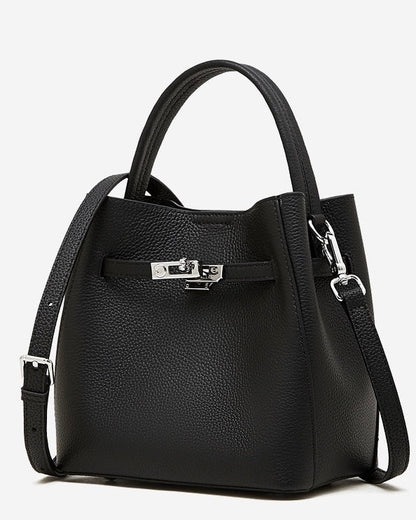 Women's Luxury Genuine Leather Basket Bucket Bag