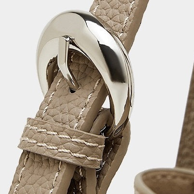 Women's Sleek Genuine Togo Leather Bucket Bag with Pouch