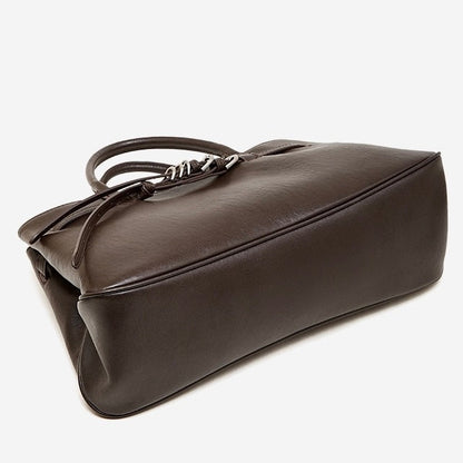 Retro Genuine Leather Crossbody Bag with Signature Ring-Buckle Strap