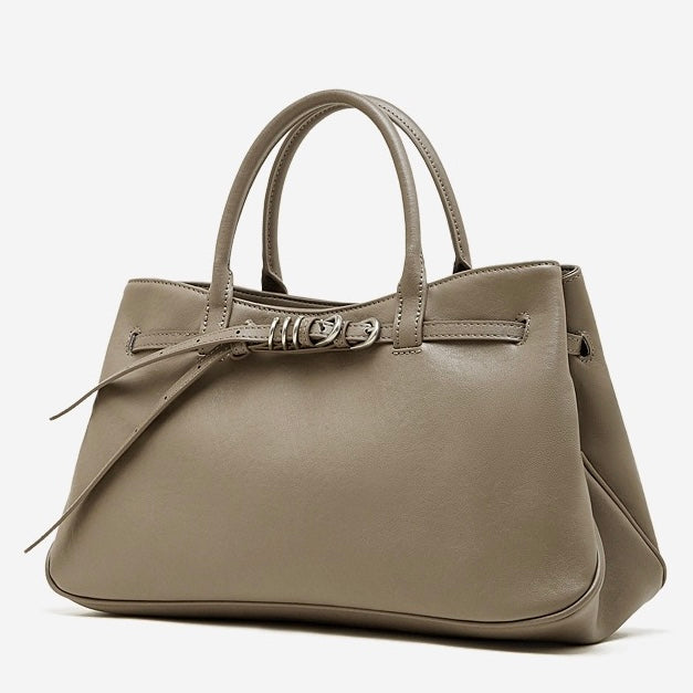 Retro Genuine Leather Crossbody Bag with Signature Ring-Buckle Strap