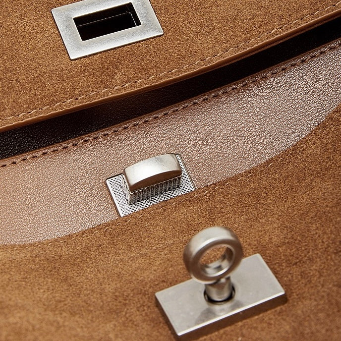 Sleek Soft Suede Genuine Leather Top-Handle Bag