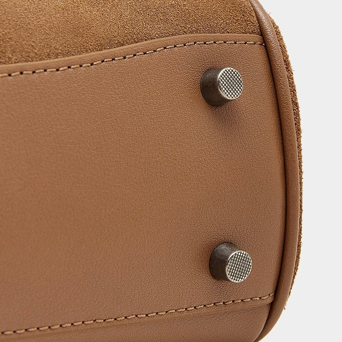 Sleek Soft Suede Genuine Leather Top-Handle Bag