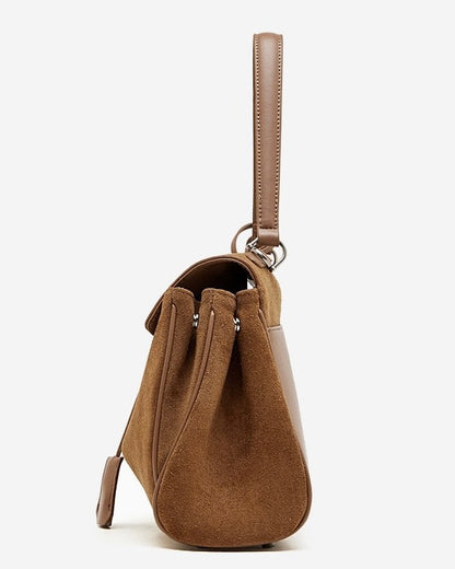 Sleek Soft Suede Genuine Leather Top-Handle Bag