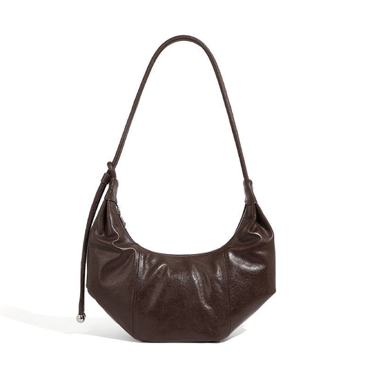 Women's Genuine Leather Half-Moon Dumpling Handbag