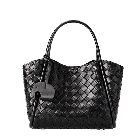 Premium Leather Woven Large Capacity Versatile Tote Crossbody Basket Bag