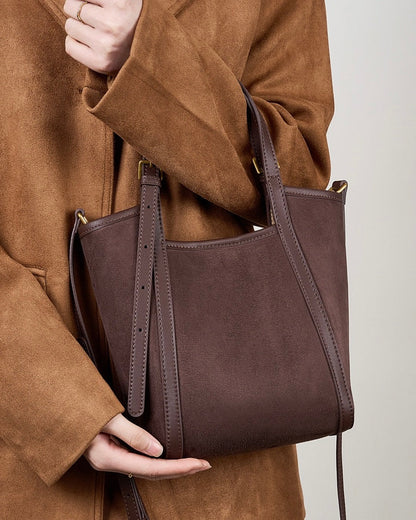 Women's Amber Suede Leather Bucket Satchel