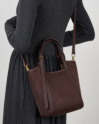 Women's Amber Suede Leather Bucket Satchel