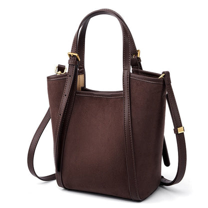Women's Amber Suede Leather Bucket Satchel