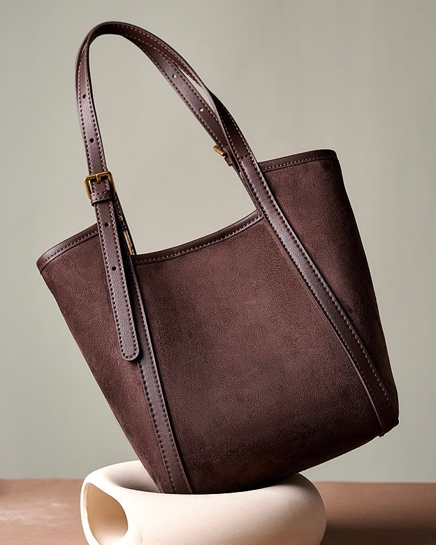 Women's Amber Suede Leather Bucket Satchel