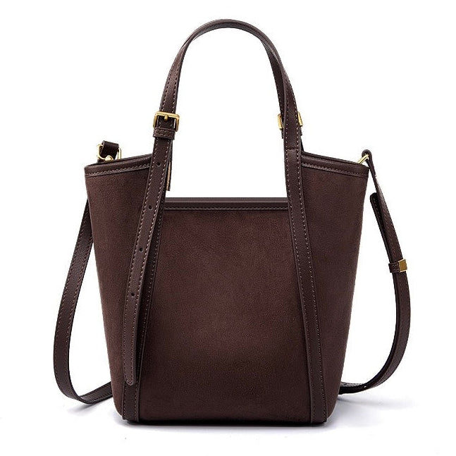 Women's Amber Suede Leather Bucket Satchel