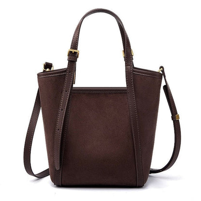Women's Amber Suede Leather Bucket Satchel