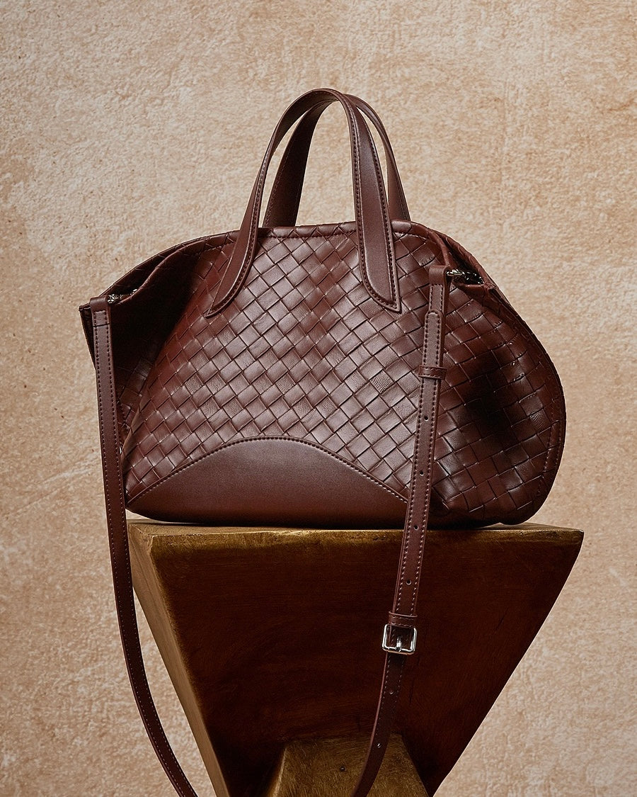 Women's Aura Genuine Leather Woven Handbag