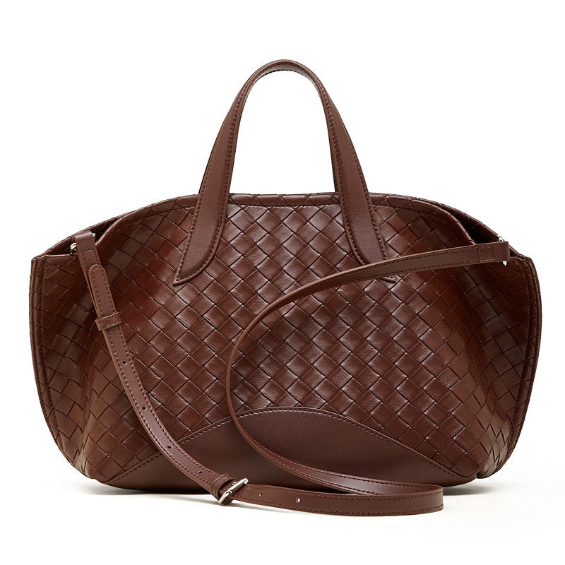 Women's Aura Genuine Leather Woven Handbag
