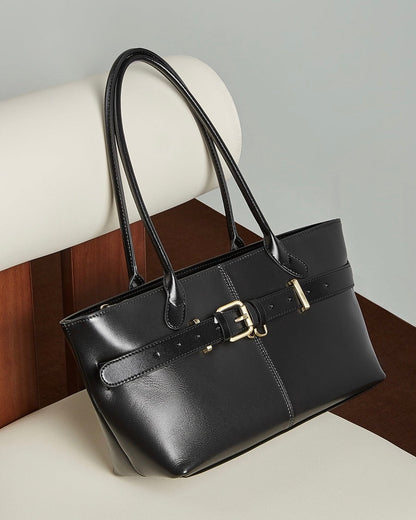 Women's Ethereal Ash Genuine Leather Belted Tote Bag