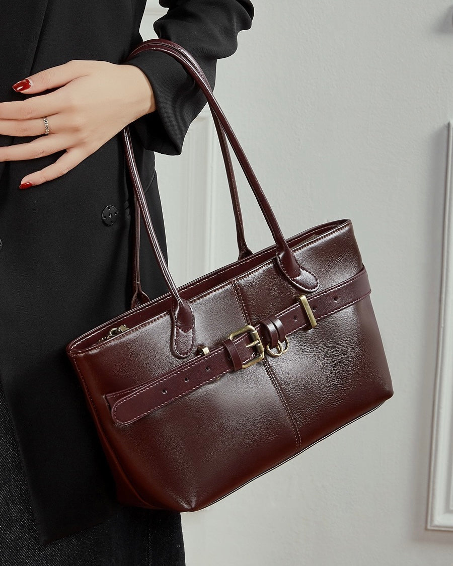 Women's Ethereal Ash Genuine Leather Belted Tote Bag