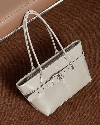 Women's Ethereal Ash Genuine Leather Belted Tote Bag