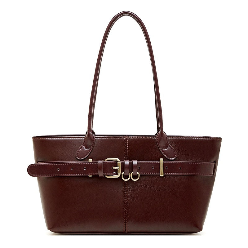 Women's Ethereal Ash Genuine Leather Belted Tote Bag