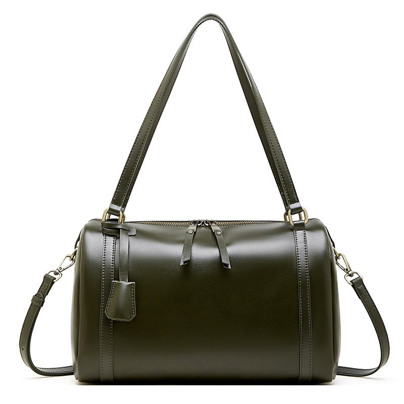 Women's Chestnut Barrel Leather Crossbody Satchel