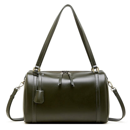 Women's Chestnut Barrel Leather Crossbody Satchel