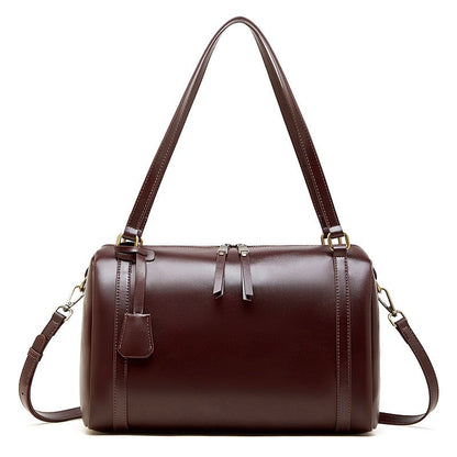 Women's Chestnut Barrel Leather Crossbody Satchel