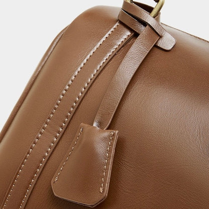 Women's Chestnut Barrel Leather Crossbody Satchel