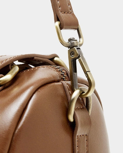 Women's Chestnut Barrel Leather Crossbody Satchel