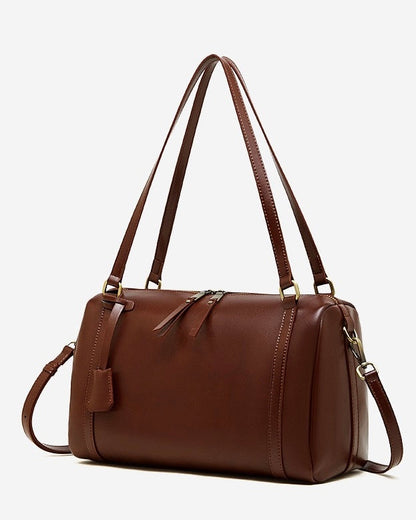 Women's Chestnut Barrel Leather Crossbody Satchel