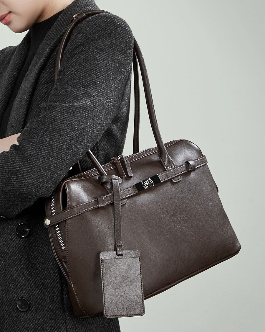 Women's Eclipse Genuine Leather Structured Tote Bag