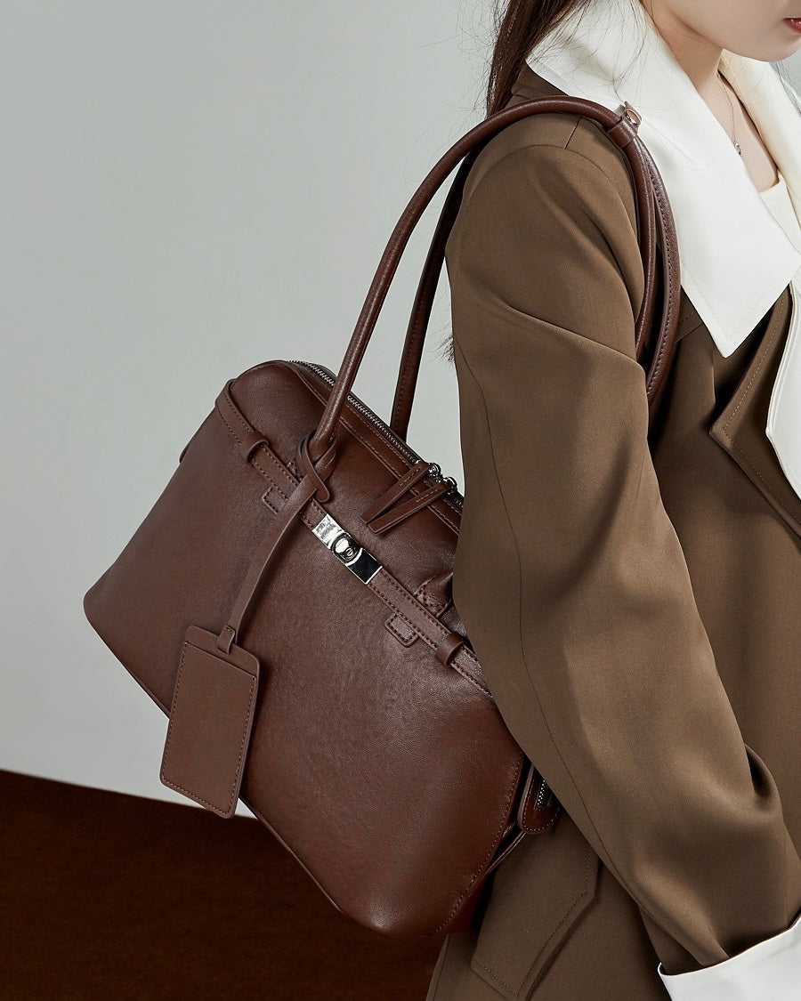 Women's Eclipse Genuine Leather Structured Tote Bag