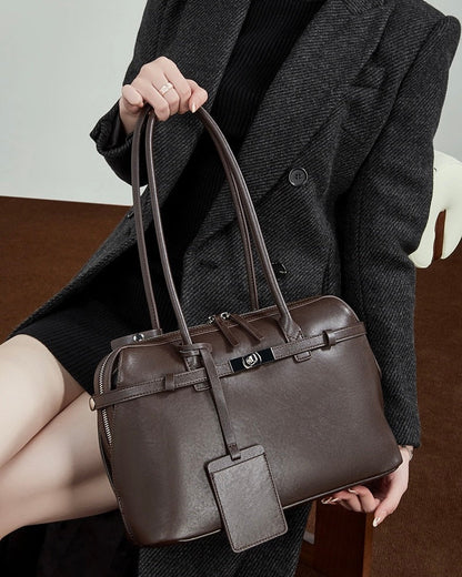 Women's Eclipse Genuine Leather Structured Tote Bag