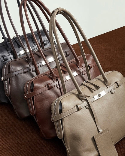 Women's Eclipse Genuine Leather Structured Tote Bag