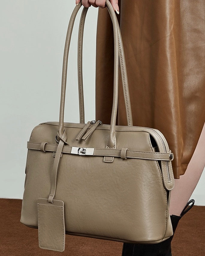 Women's Eclipse Genuine Leather Structured Tote Bag