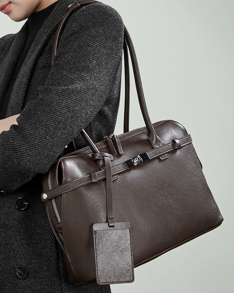 Women's Eclipse Genuine Leather Structured Tote Bag