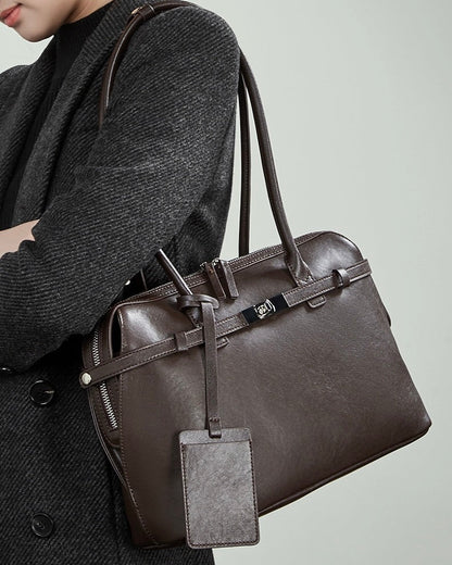 Women's Eclipse Genuine Leather Structured Tote Bag