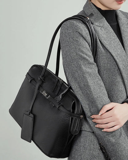 Women's Eclipse Genuine Leather Structured Tote Bag