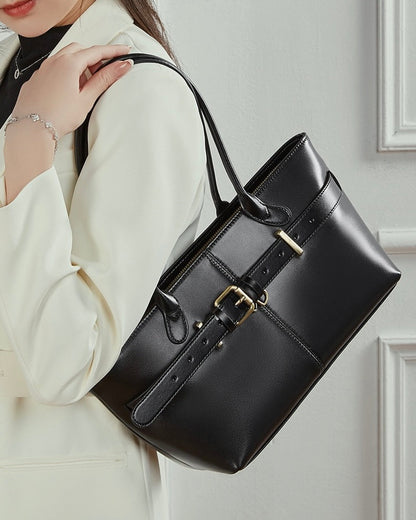 Women's Ethereal Ash Genuine Leather Belted Tote Bag