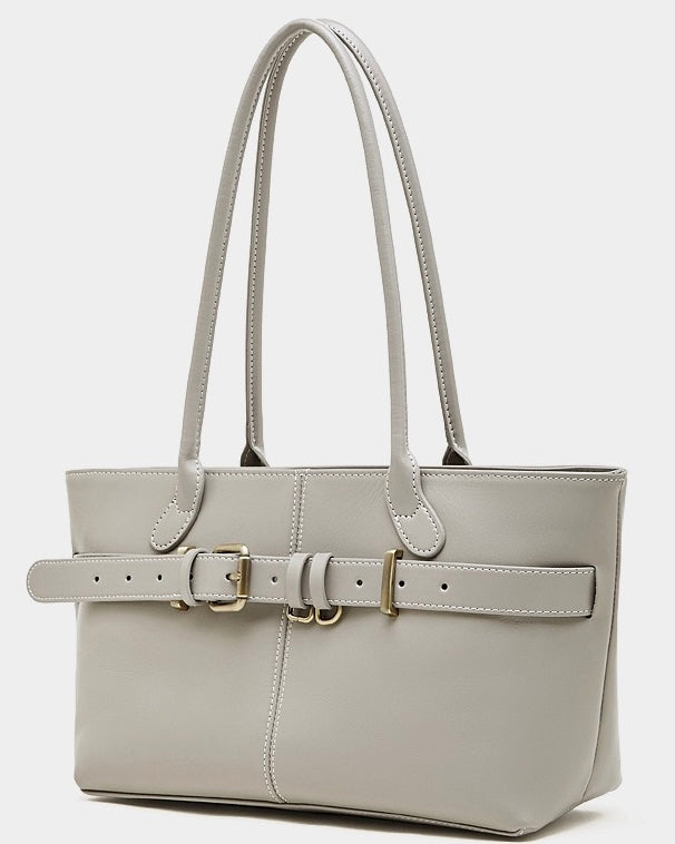 Women's Ethereal Ash Genuine Leather Belted Tote Bag