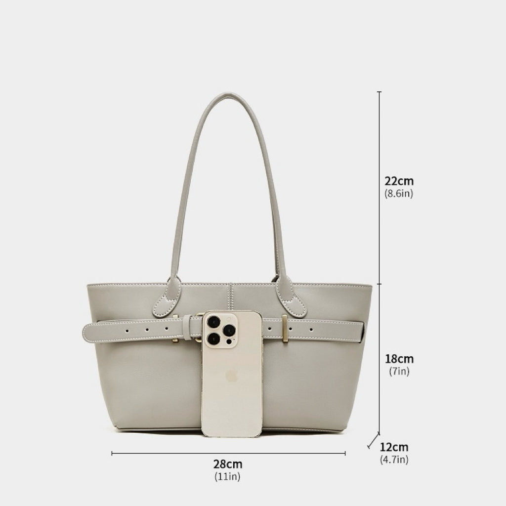 Women's Ethereal Ash Genuine Leather Belted Tote Bag
