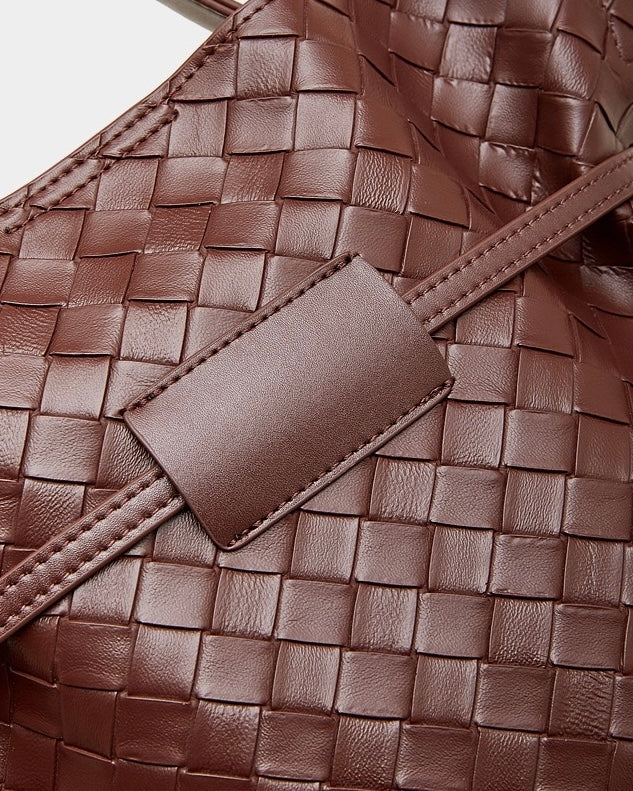 Women's Noir Woven Leather Buckle Tote Bag