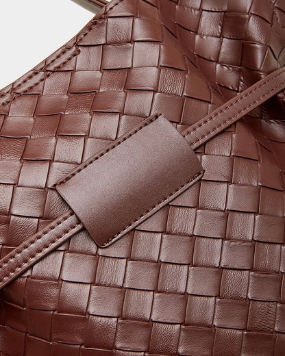 Women's Noir Woven Leather Buckle Tote Bag