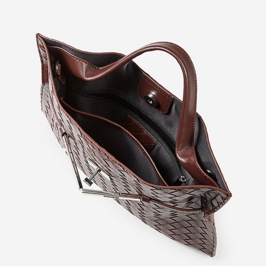 Women's Noir Woven Leather Buckle Tote Bag