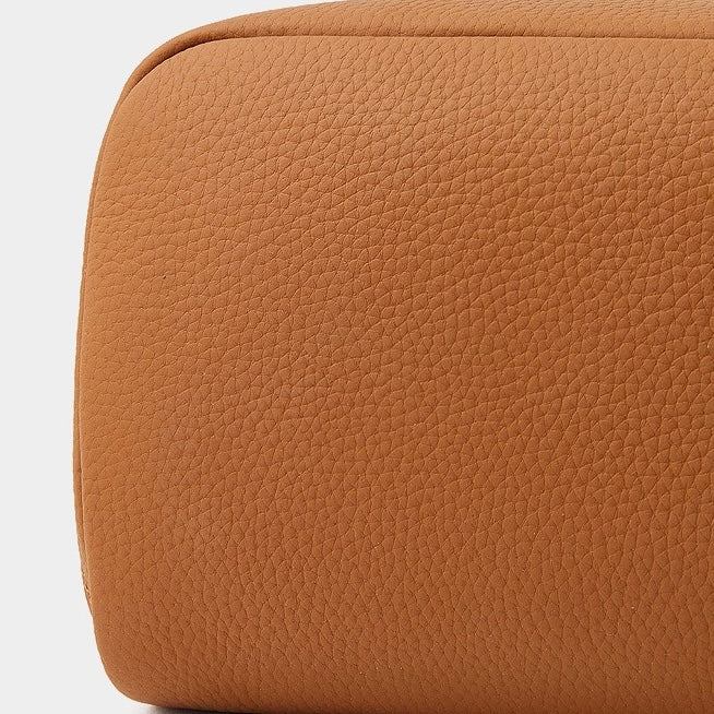 Textured Genuine Leather Top-Zip Vanity Clutch Bag