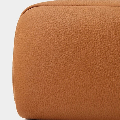 Textured Genuine Leather Top-Zip Vanity Clutch Bag