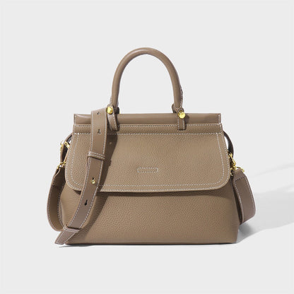 Women's Exquisite Genuine Leather Flip-Top Commuter Handbag