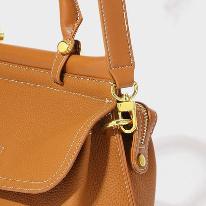 Women's Exquisite Genuine Leather Flip-Top Commuter Handbag