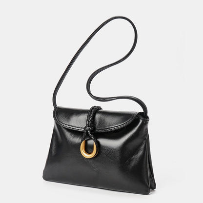 Luxury Braided Accent Envelope-Shaped Leather Crossbody Bag