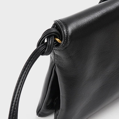 Luxury Braided Accent Envelope-Shaped Leather Crossbody Bag